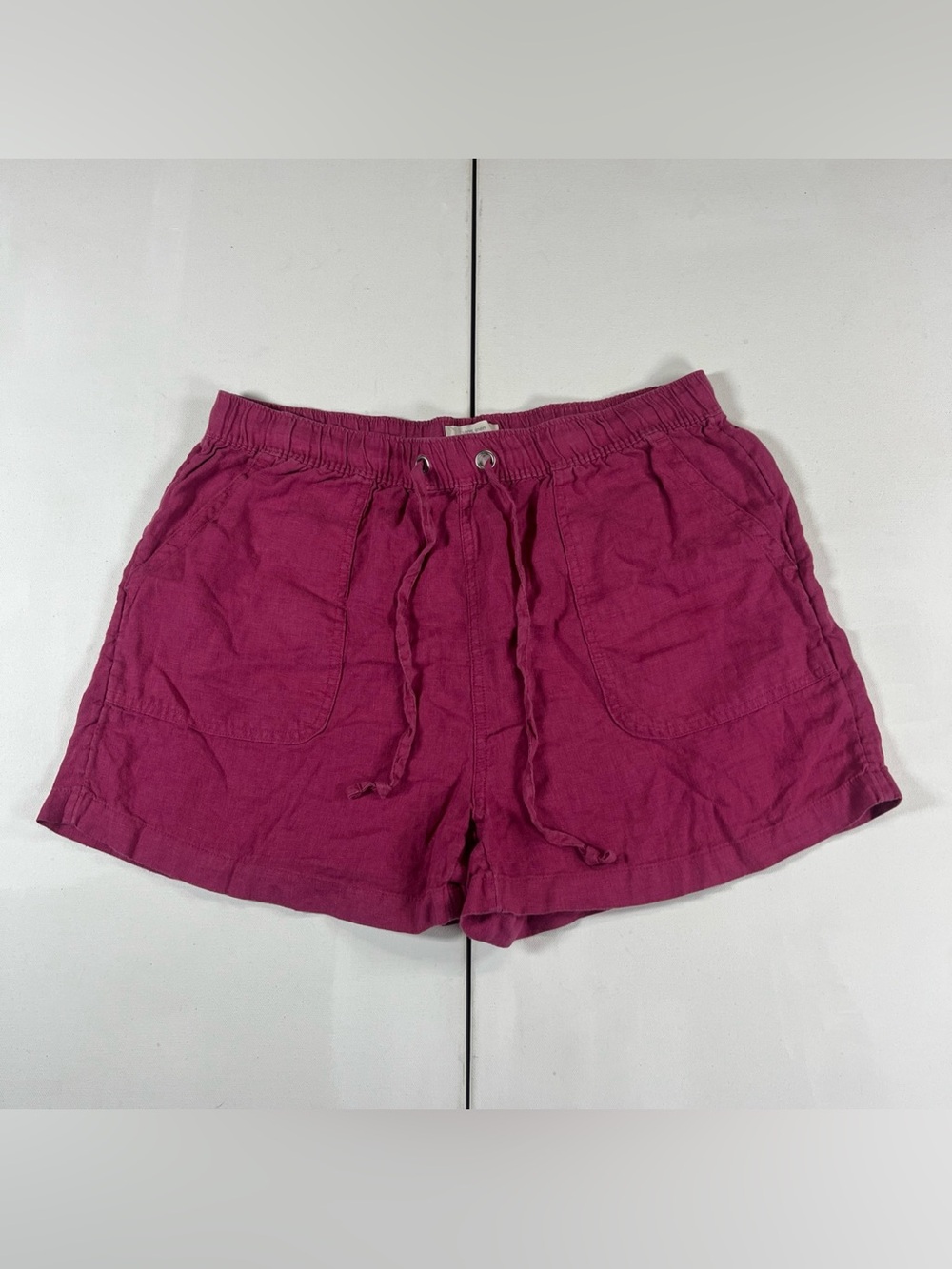 C&C California Womens 100% Linen Shorts Beach Lounge Drawstring Pink Size L